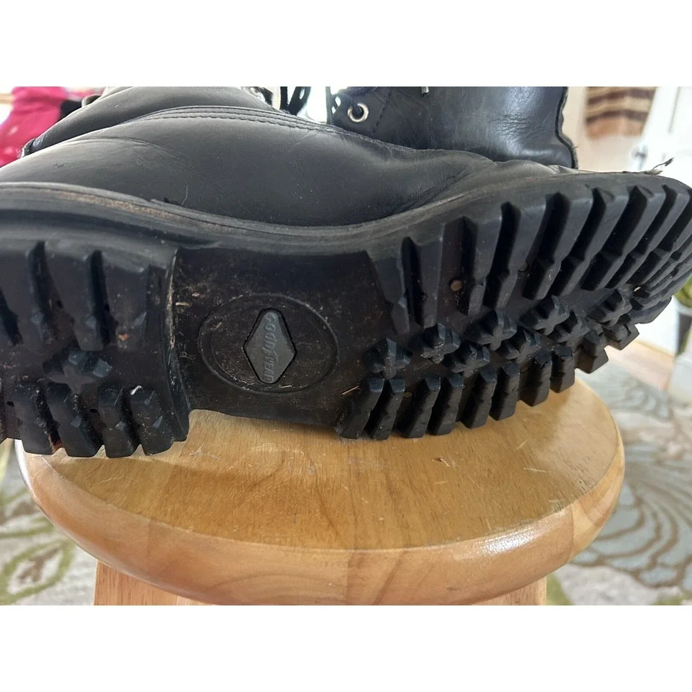 Linesman Logger Mens 10 Black Leather Lace Up Lineman Vtg Steel Toe Work Boot